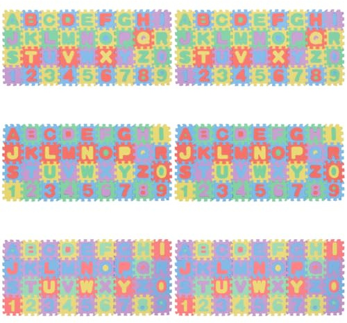 Beaupretty Alfombra para Gatear Ñiño 6 Piezas EVA Espuma 5X5 CM Tapete Rompecabezas Números y Letras para Juego Seguro y Educativo Pequeños