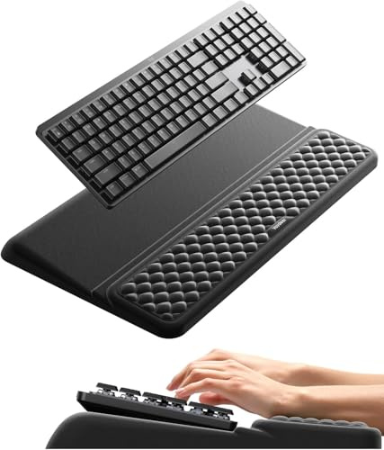 DULCE DOM Ergonomische Handgelenkauflage für Tastatur | Memory-Schaum mit rutschfester Unterseite | Handballenstütze für Büro, Homeoffice & Gaming (Schwarz)