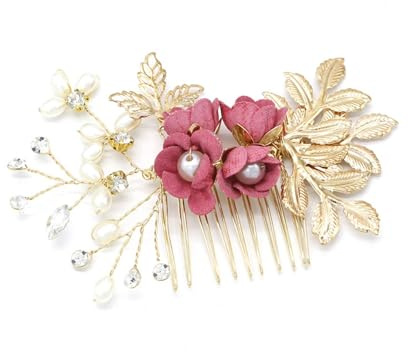 Haarkämme mit Perlen und Strasssteinen, Roségold, Silber, Braut-Kopfschmuck, Hochzeits-Haarschmuck (5)