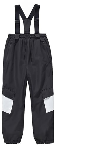 Skihose Kinder Jungen Mädchen Schneehose Wasserdicht Snowboardhose Elementen Zip Ski Latzhose mit Taschen Fleece gefüttert und Verstärkt Warm Winterhose Outdoorhose Strapshose