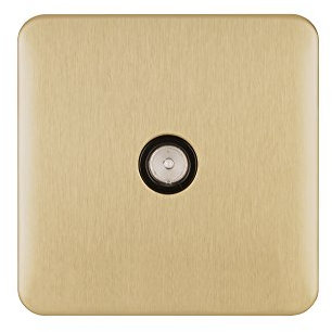 Schneider Electric Lisse GGBL7010BSB Prise d'antenne TV/FM simple sans vis 240 V Laiton satiné avec insert noir