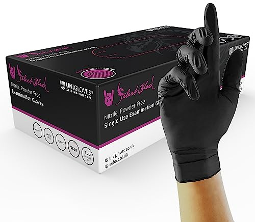 UNIGLOVES GT0031 Select - Guantes de nitrilo sin polvo, talla xs, color negro (100 unidades)