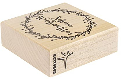 Rayher 29196000 Stempel Schöne Weihnachten - Kranz, 6x6cm, Natur