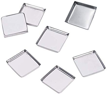 30 Pieces Empty Square Metal Tin Palette Pans Empty Square Metal Pans Cosmetic Eyeshadow Pans for Eyeshadow Palette Magnetic Makeup Palette, 26mm Wide 3.5mm Height