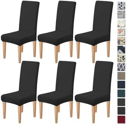 Dioxide High Stretch Chair Covers for Dining Chairs, Washable Dining Chair Covers Set of 6, Soft Dining Chairs Seat Covers, Parsons Chair Slipcover Protectors for Home Hotel Restaurant Banquet