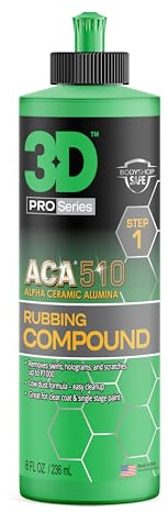 3D ACA 510 Rubbing Compound – Fast-Cutting Paint Correction Compound with Alpha Ceramic Alumina | Body Shop Safe, Low Dust, Silicone-Free, Made in USA - 8 oz