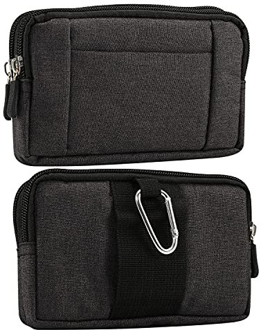 Handy Gürteltasche Herren Klein Schwarz, Handy Hüfttasche mit Clip, 5.2 Handy Halterung Handytasche mit Multi-Taschen Herren Bauchtasche Hüfttasche Geldbörse mit Gürtelschlaufe für Reisen Wandern
