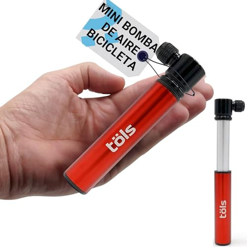 TÖLS Mini Bomba Bicicleta Aina - Mini Bomba de Aire Bicicleta 115 PSI, 8 Bar - inflador Bicicletas con Soporte Incluido - hinchador Bicicleta Super Ligero - Mancha para Bicicleta - Bike Pump