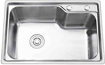 MYAOU Unidades de Fregadero de Cocina Fregaderos Cuadrados de empotrar bajo encimera de Acero Inoxidable completos de un Solo Recipiente con escurridor de residuos - 55x40x21cm