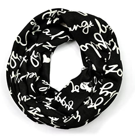 Euly Strickschal Loop Schal Rundschal Schlauchschal Halstuch Winter Schal Damen (Schrift Schwarz)