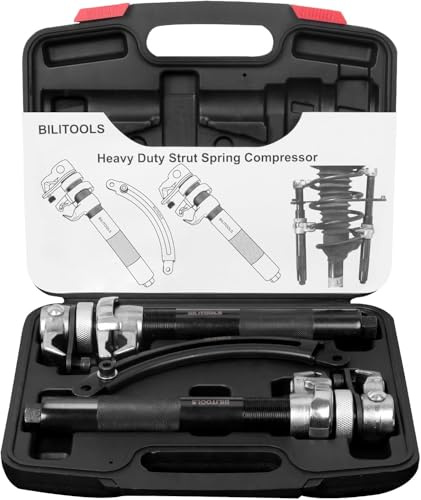 BILITOOLS 2-Piece Coil Spring Compressor Tool Heavy Duty Macpherson Strut Spring Compression Set with Safety Jaws and Holder, Max Load.2645LB