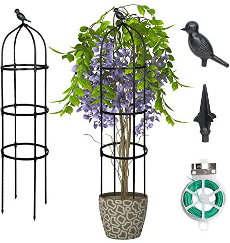 PICK FOR LIFE Garden Trellis for Climbing Plants Outdoor, Tall Rustproof Plant Support Trellis for Potted Plants Climbing Vine Rose Clematis Outdoor Indoor Garden Obelisk Trellis (H: 145cm)