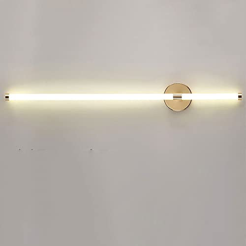 Jadssox Glas-Waschtisch-Lichtleiste LED-Linear-Wandleuchte, Goldfarbene Metall-Wandleuchte, minimalistische Wohnkultur-Leuchte, 3-Farbmodus-Wandfluter für Schlafzimmer, Wohnzimmer