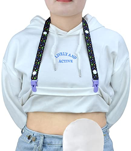 2 Pack Stoma Shirt Saver Straps Ostomy Bag Change Assistance for Keeping Your Shirt Clean Ileostomy Urostomy and Colostomy Supplies, Black, S