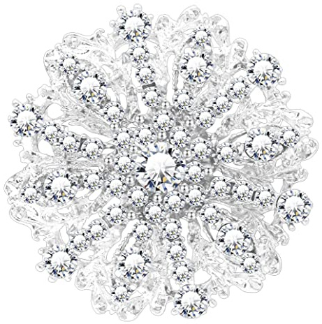 KristLand Kristall Blume Brosche Brautbrosche Art Deco Retro Schal Brosche Hochzeit Verlobung Party Brautjungfer Geschenk für Frauen Damen