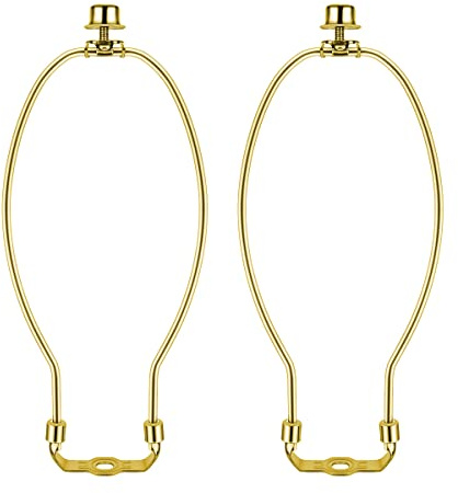 2 Pcs 10Inch Lamp Shade Harp Holders Detachable Heavy Duty DIY Lighting Accessories for Floor Lamps and Table Finials (Polished Brass)
