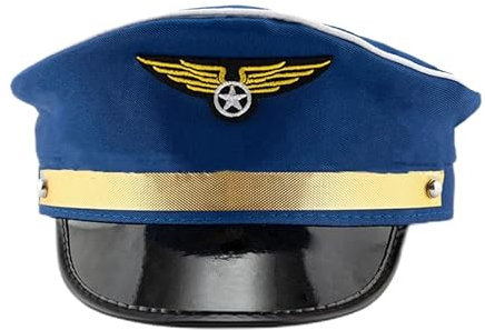 LEEMASING Erwachsene Marineblau Pilot Flugzeug Flieger Halloween Kostüm Kappe für Party Halloween Cosplay Zubehör (blau)