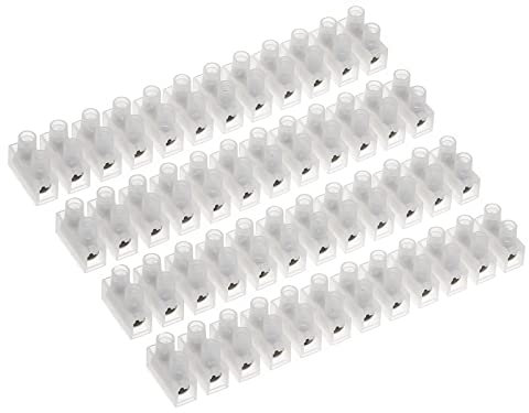 AUKENIEN 3A Electrical Connector Blocks 3 Amp 12 Way White Terminal Block Strip Electric Wire Connectors Choc Blocks Connecting for Wiring Cable （Pack of 4）