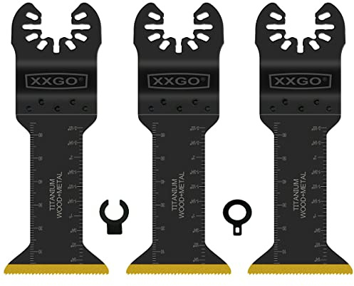 XXGO 3 Pcs Titanium Metal Cutting Oscillating Multitool Saw Blades | Deep Cut for Nails Metal Screws Wood Plastic