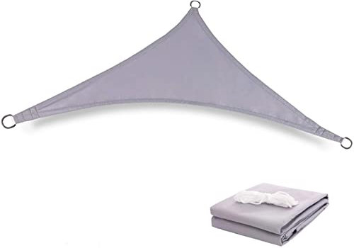Patio Party Parasol de Plage, Voile d'ombrage Renforcée Double Couche, Potence Extérieure Imperméable, Gris Clair, 5X5X5M, Auvent Imperméable Bloc UV