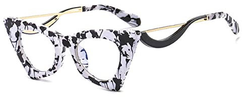 HPIRME Cat Eye Damen Sonnenbrille Retro Bunte Brillen Schattierungen UV400 Herren Candy Color Brillengestell, Schwarz-weißes Muster, Einheitsgröße