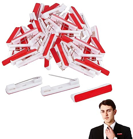 50pcs Safety BarPins with Adhesive Sticky Back SafetyPins,35mm Safety BarPins Plastic Adhesive Bar Safety Pins ID Badge Crafting Parts,Safety Bar Pins for ID Badges,Nametags,Ribbons and Crafting