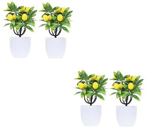 Abaodam 2sets Künstliche Zitrone Pflanze Zitrone Baum Wohnkultur Gefälschte Zitrone Pflanze Topf Für Hochzeit Dekoration 2 Stücke * 2