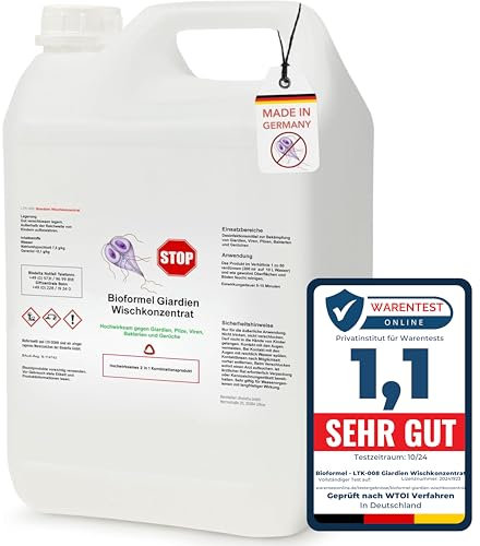 LTK-008 BIOFORMEL Giardien Wischkonzentrat für Hund, Katze & co - Haustier Hygiene Spray - Giardien Desinfektionsmittel gegen Viren Bakterien & Pilze - effektiver Geruchsentferner (5L)