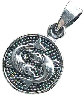 Kiss of Leather Colgante del signo zodiacal Piscis de plata de ley 925 Si. 447, Plata esterlina
