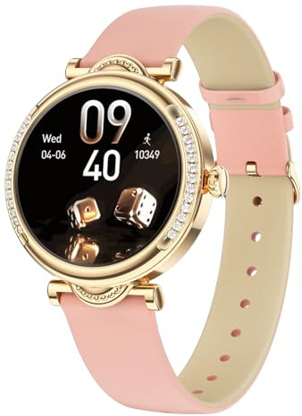 Tipmant Montre Connectée Femme Ronde avec Appel Bluetooth, Montre Intelligente avec Fonction Féminine, Montre Podometre Etanche IP68 avec Cardiofrequencemetre SpO2 Sommeil Calories pour Android iOS