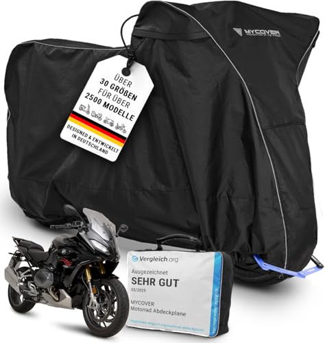 MYCOVER handgefertigte Premium Motorrad Abdeckplane – 30 Größen für über 2500 Modelle – 100% passgenau, wasserdicht, Winterfest & extrem reißfest – Indoor & Outdoor - Größe XL (L245xB110xH135)