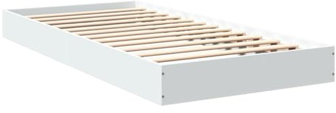 vidaXL Bettgestell, Bett Einzelbett für Schlafzimmer, Bettrahmen mit Lattenrost, Schlafzimmerbett Modernes Design, Weiß 90x200cm Holzwerkstoff