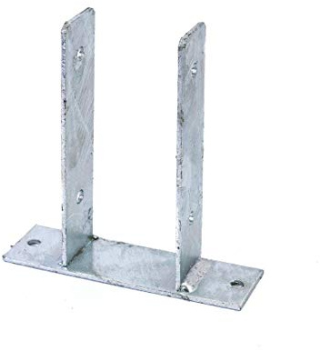 Träger Pfosten 9x9cm zum Aufschrauben aus feuerverzinkten Stahl U-Form Stützenschuh von bambussi.com
