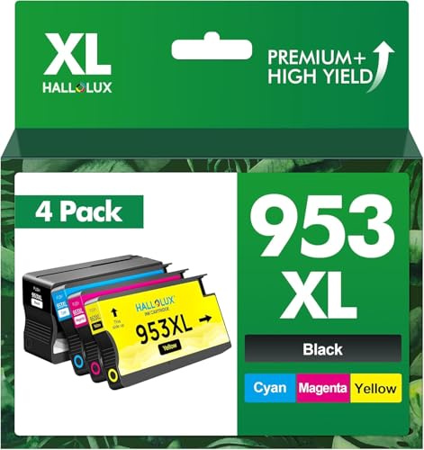 HALLOLUX 953XL 953 XL Druckerpatronen Ersatz für HP 953 XL für HP Officejet Pro 8720 8730 7740 7730 7720 8718 8725 8715 8728 8218 8719 8740 8210 8216 8710 (Schwarz, Cyan, Magenta, Gelb, 4 Pack)