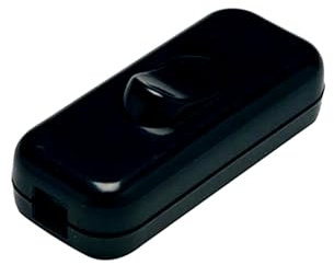 Interruptor de paso negro 2A 250V, ideal para controlar luces y dispositivos eléctricos en hogar o oficina.