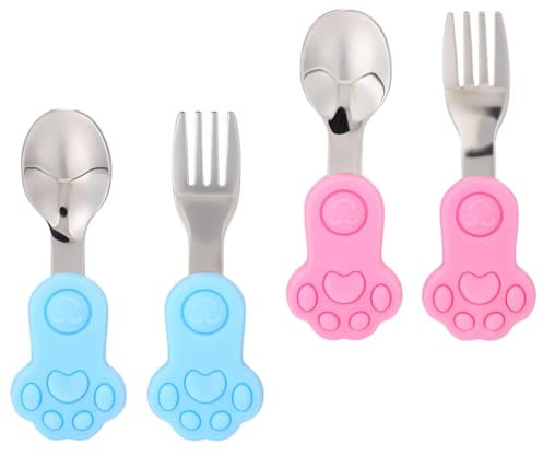 Vaguelly Ergonomische Und Löffel Für Kleinkinder Baby-trainingsutensilien Sicher Für Kleinkinder Geschirr Für Jungen Und Mädchen