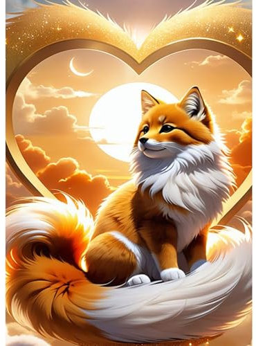 Fumupe 5D Diamond Painting Fuchs, Tiere Diamond Painting Erwachsene, Diamant Painting Bilder Erwachsene, Full DIY Diamant Kunst Malerei Stickerei Set Kreuzstich Bilder Home Wand Dekor 30x40cm