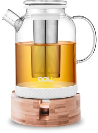 Doli 1,5L Teekanne und Stövchen Set White - Langes Edelstahl Sieb für pures Aroma - für heiße & kalte Getränke - Spülmaschinenfest - BPA-frei