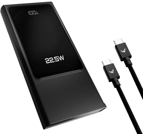 Wonder Power - Batterie Externe 10 000 mAh Compacte – Affichage LED – Charge Rapide 22,5 W – Double Port USB-A/USB-C – Design Léger et Fin – Compatible Smartphones, Tablettes et Appareils Mobiles