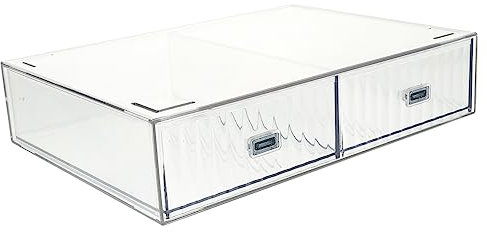 jojofuny Transparente Stapelbare Schubladenbox Praktischer Schreibtisch-organizer Mit Zwei Schubladen Für Büro Und Zuhause Für Kosmetik Büromaterial Und Kleine Gegenstände