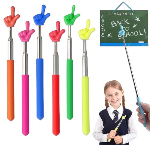 6 Pezzi Puntatore Telescopico per Insegnanti Allungabile Mano, Mini Bastone Retrattile per Insegnanti Puntatore, Mano Bastone Puntatorea, Pointer Finger, per Insegnanti, Scolastici, Formazione