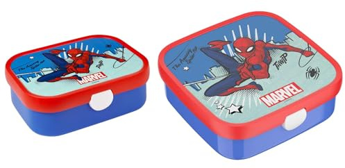 Mepal - Boîtes à déjeuner Bento petit et grand campus | Ensemble de boîtes à déjeuner pour enfants | Avec compartiments et fourchettes Bento étanches | Boîtes à repas | 750 ml + 1250 ml | Spiderman