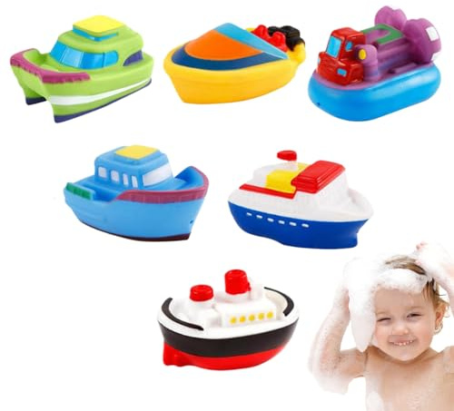 Barca da bagno, giocattoli acquatici per vasca da bagno, intrattenimento per piscina e spiaggia, 6 pezzi forniture per gioco per bambini