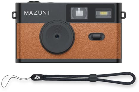 MAZUNT Retro Digital-Kamera, 12 MP, bildschirmfreie Vintage-Kamera mit 4 Filtern, Einwegkamera-Ersatz, inkl. 8 GB SD-Karte für tausende Fotos, braun