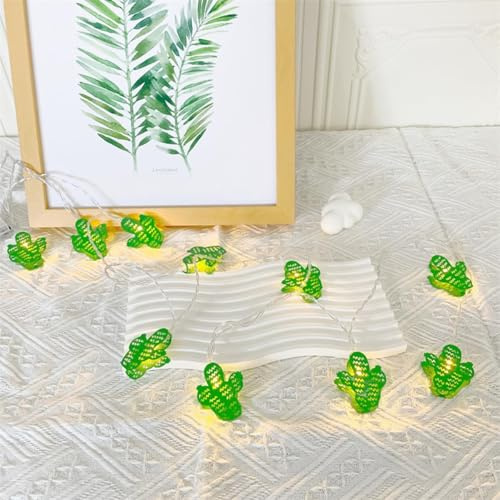 SHANJIA Luci di stringa di Natale, 9.8FT 20LED luci di stringa di Pasqua luci in rame a batteria per camera da letto, balcone, giardino, fai da te festa, home decor (Cactus)