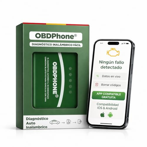 Lecteur OBD2 Bluetooth OBDPhone® - Valise Diagnostic Voiture Multimarque - Lecture & Effacement Codes Défaut Moteur - Données du Moteur en Direct - iOS & Android - Support Français 24/7 + Offre IA