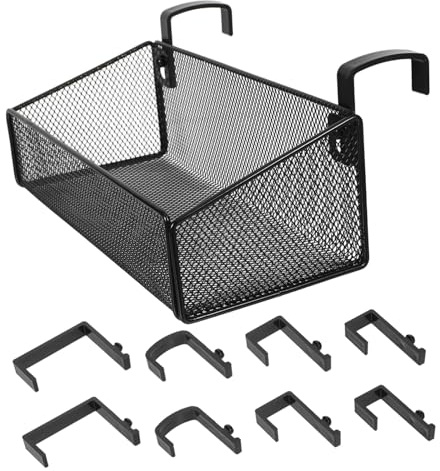 Gatuida Bedside Hanging Storage Basket with Phone Holder, Small Black Metal Wire Shelf Rack for Bedroom Bunk Beds Dorm Rooms Organizer and Sundries Storage