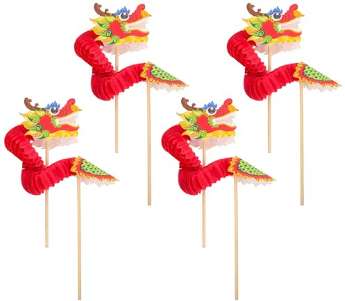 Gogogmee Dragon Chinois en Papier 3D Grosse Taille pour Garçon Et Filles, Décoration Portable Et Accessoires Photo, Lot De 4 Pièces pour Fêtes du Nouvel an Chinois Et Loisirs Créatifs