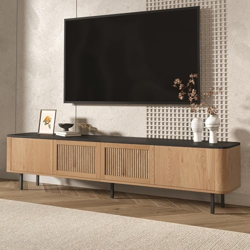 NADEUSAK Mueble para TV de color roble de 190 x 35 x 45 cm, diseño único