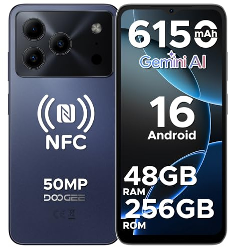 DOOGEESmart NOTE56PLUS Android 16 Smartphone, 48 GB + 256 GB/2 TB Handy Ohne Vertrag, 50 MP + 8 MP, 6150 mAh Handy, Display 6,56 Zoll HD+ 90 Hz, Octa Core Smartphone, Face ID, 3,5 mm Klinke, GPS, OTG